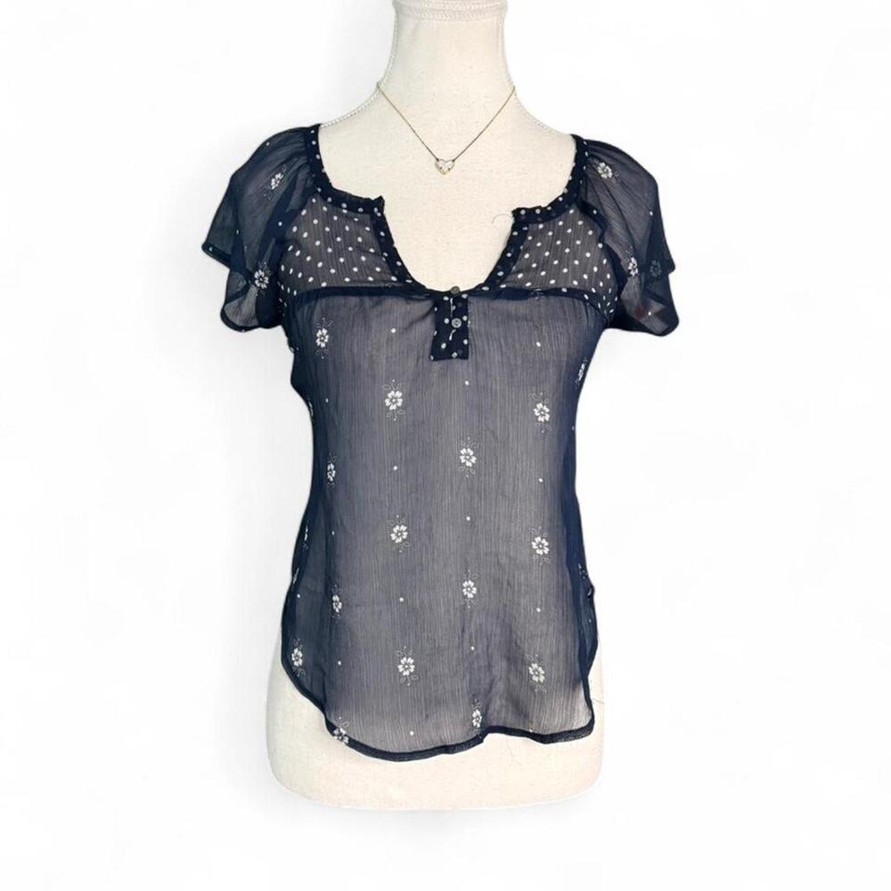 Abercrombie Sheer Boho Casual Short Sleeve Top fits an XS